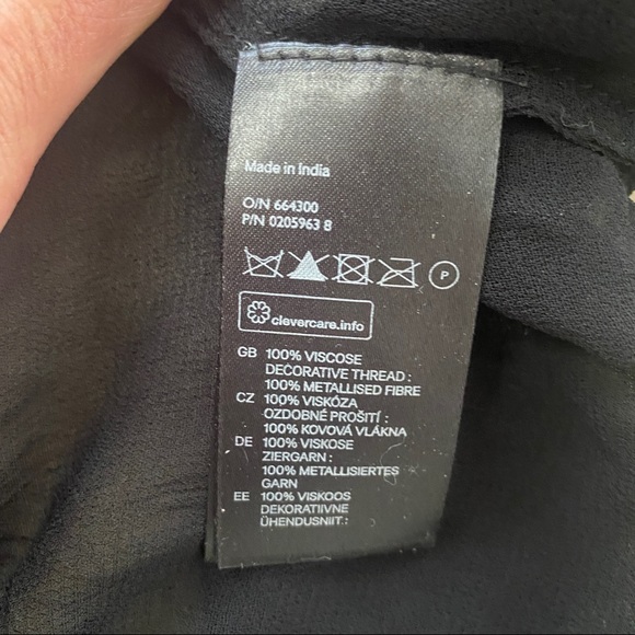 H&M Black Sheer Golden Floral Embroidered Detail Kimono Wrap Jacket Duster 8 M - Picture 3 of 6